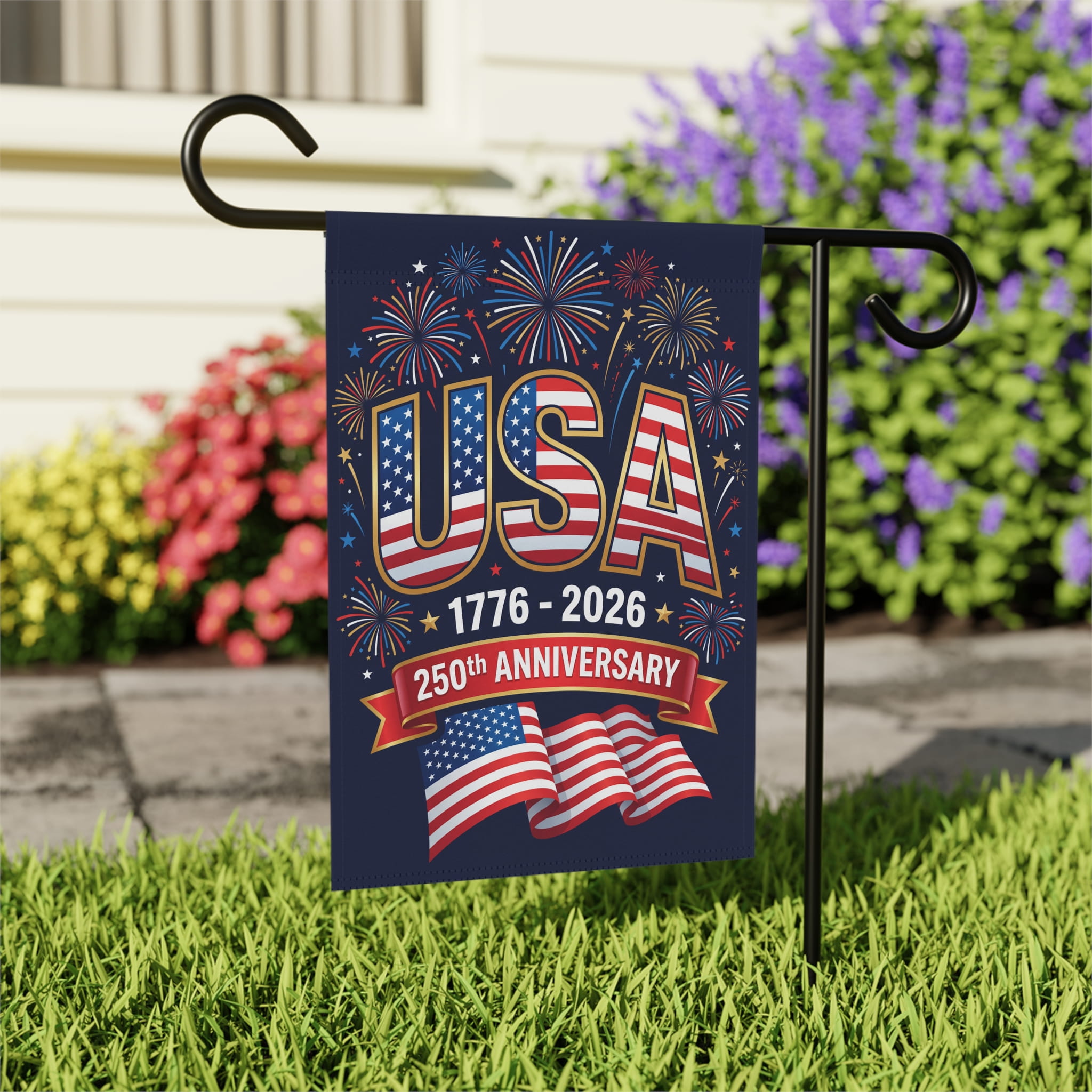 250 Years America Garden Flag – 1776 2026 Patriotic Independence Day Decor - detail view